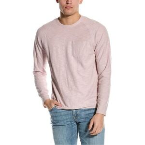 Vince Single Pocket Long Sleeve Raglan Cotton Slub T-Shirt Pale Pink Men XL $125